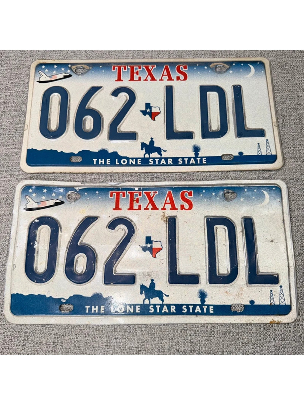 Texas Space Shuttle License Plate Pair 062 LDL Lone Star State Cowboy Oil Decor